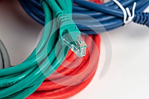 Cat 5, 6 Ethernet Cables for Computers, Red, Green and Blue colors