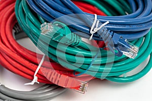 Cat 5, 6 Ethernet Cables for Computers, Red, Green and Blue colors