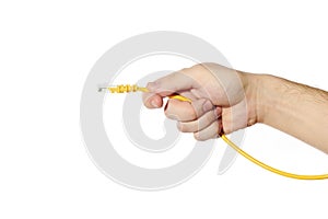 Cat 5e UTP RJ45 LAN cable in hand