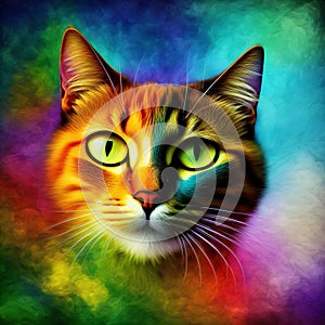 cat abstract art, picasso cat, kitty posing for portrait  painting,generative ai