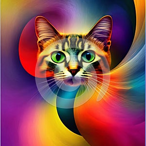 cat abstract art, picasso cat, kitty posing for portrait  painting,generative ai