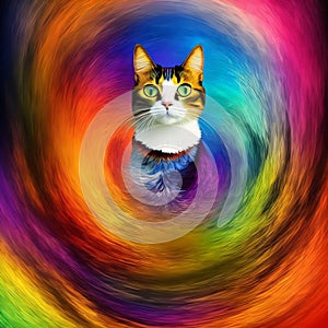 cat abstract art, picasso cat, kitty posing for portrait  painting,generative ai