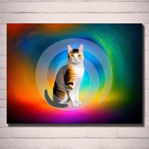 cat abstract art, picasso cat, kitty posing for portrait  painting,generative ai