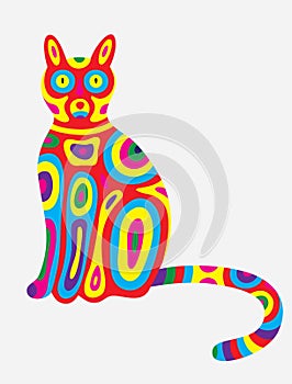 Cat abstract colorfully