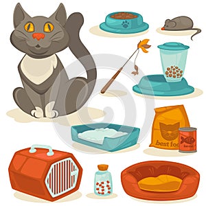 Cat accessories set. Pet supplies