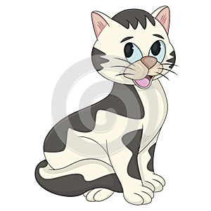 Cat adorable and funny cartoon vector illustration