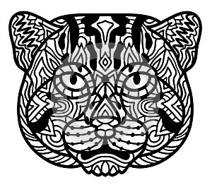 Cat angler black white vector. Zen art. Hand drawn animal portrait in zen style for adult coloring page. Zendoodle photo