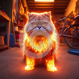 The cat is angry with fire burning on its body 2