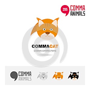 Cat animal concept icon set and modern brand identity logo template and app symbol based on comma sign