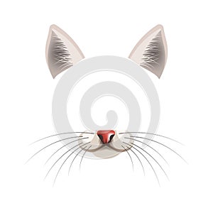 Cat animal face filter template video chat photo effect vector isolated icon