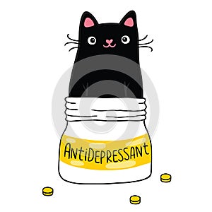 Cat and antidepressant. photo