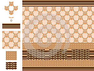 Cat arabic scraf seamless pattern