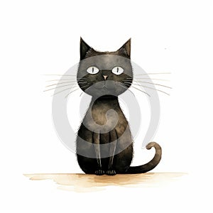 Cat Art By Jon Klassen - Full Body Images On White Isolated Background