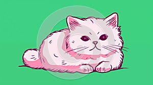 Cat Art for Poster in Pink and Green Contrast Color