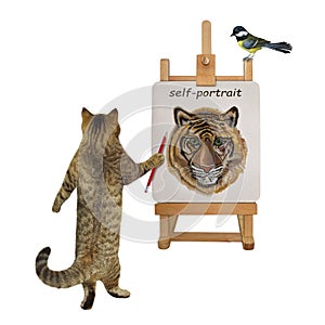 Cat artist paints his self-portrait 2