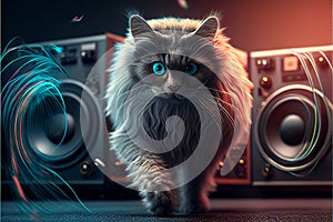 Cat as a DJ created with generative AI technology