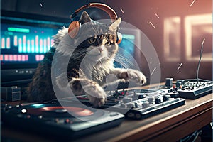 Cat as a DJ created with generative AI technology