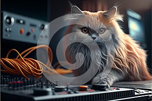 Cat as a DJ created with generative AI technology