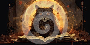 Cat as god, book illustration marginalia style -, concept of Idolatry photo