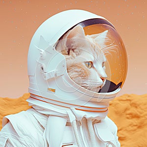 Cat astronaut in space suit. Space cat portrait in pop art style. AI