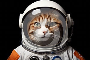 The cat astronaut wearing a space suit and a helmet. Generative AI