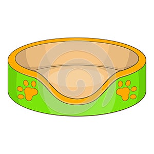 Cat basket bed icon, cartoon style