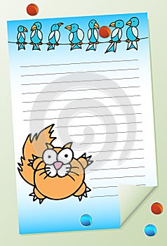 Cat with Birds Notepad