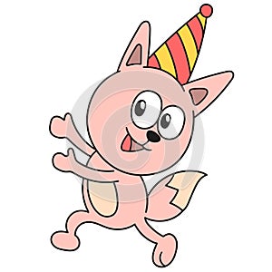 Cat birthday partying. doodle icon image