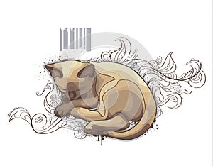 The cat on bizarre background