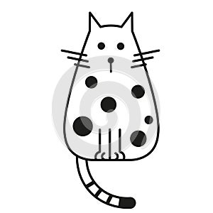 Cat black and white line art illustration