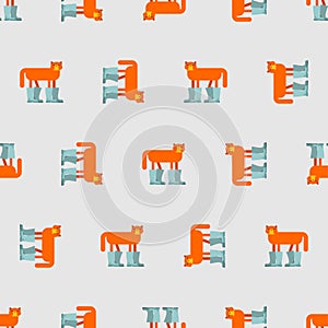 Cat in Boots pattern seamless. Pet in shoes background. Fashionable animal ornament