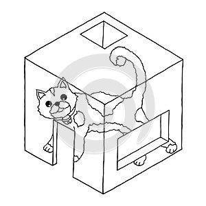 Cat box architecture concept art vector hand drawn