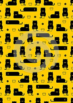 Cat box pattern seamless. Pet Fat cat in small and box background. Baby fabric texture