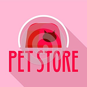 Cat box pet store logo, flat style