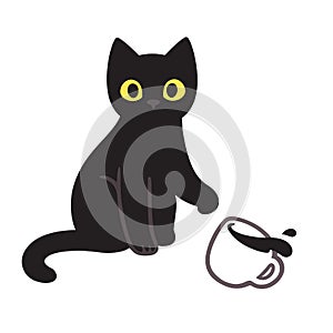 Cat breaking cup photo