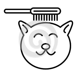 Cat brush icon, outline style