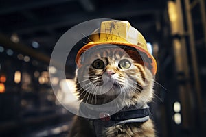 Cat builder at the factory. Generative AI