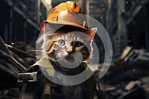 Cat builder at the factory. Generative AI