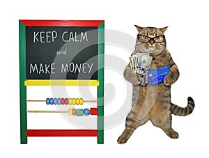 Cat businessman makes money