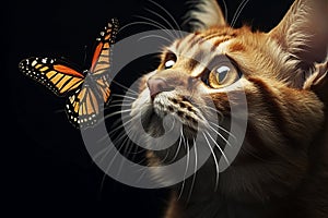 Cat and butterfly. Generative AI