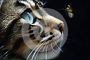 Cat and butterfly. Generative AI