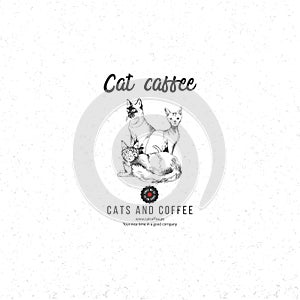 Cat caffee logo template