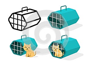 Cat cage icons in flat style, vector art