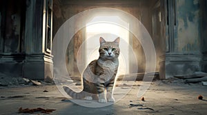Cinematic Still Shot Of A Cat In Harry Potter Style photo