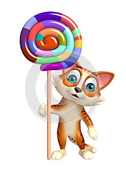 Cat cartoon character with lollypop