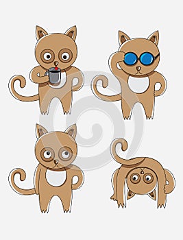 Cat cartoon set