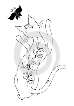 Cat Catching Butterfly