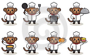 Vector Illustration Of Chef Monkey cartoon