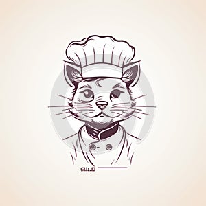 Cat Chef Vector Illustration In Tattoo Style
