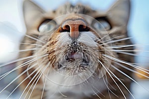 Cat Close up Portrait, Fun Animal Looking into Camera, Cat Nose, Wide Angle Lens